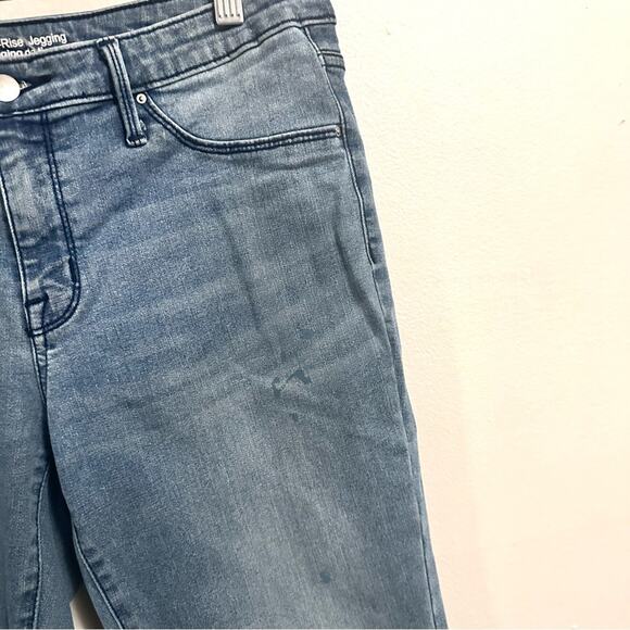 Mossimo Light Wash Paint Splatter Raw Hem Mid Rise Jeans Jeggings Womens 12 - Picture 4 of 7